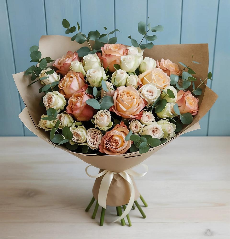 Букет цветов из: Альстромерии и Розы в Львовском