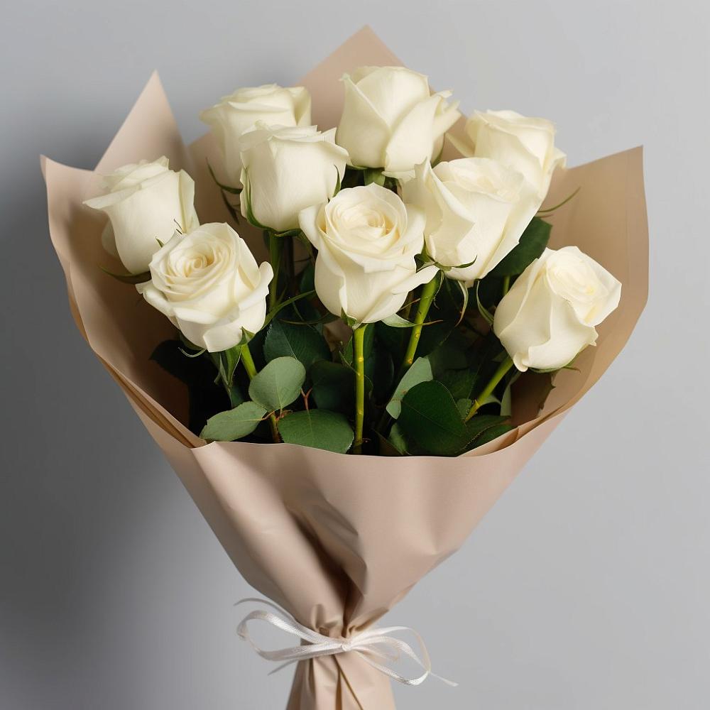 Букет 9 Белых роз Эдлесс Лав в Львовском