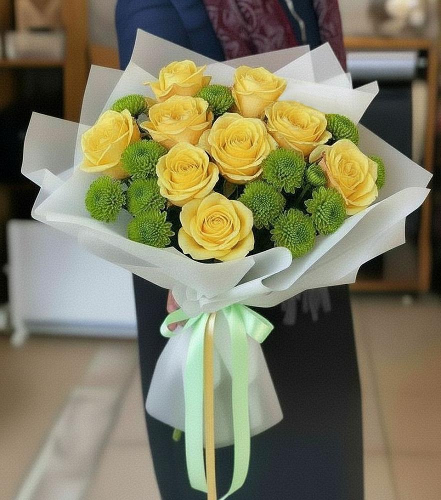 Букет цветов из: Хризантемы и Розы в Львовском