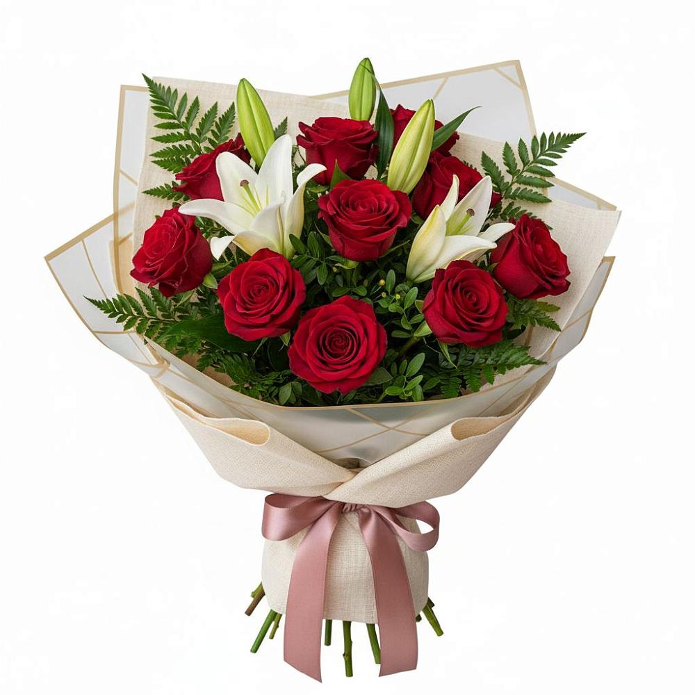 Букет цветов из: Лилии и Розы в Львовском