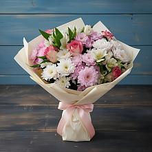 Букет цветов из:  Хризантемы, Альстромерии и Розы в Львовском