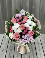 Букет цветов из:  Альстромерии, Гвоздики, Розы и Хризантемы в Львовском