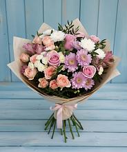 Букет цветов из:  Хризантемы, Розы и Альстромерии в Львовском
