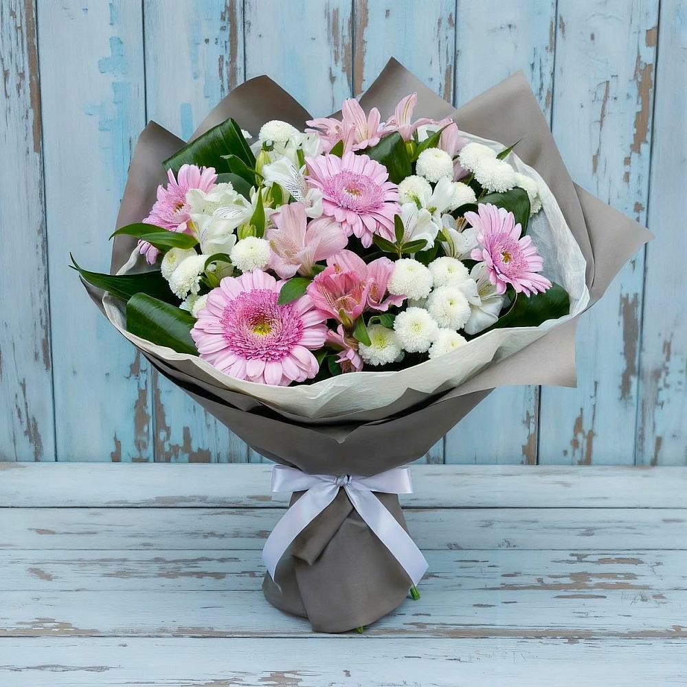 Букет цветов из: Герберы, Альстромерии и Хризантемы в Львовском