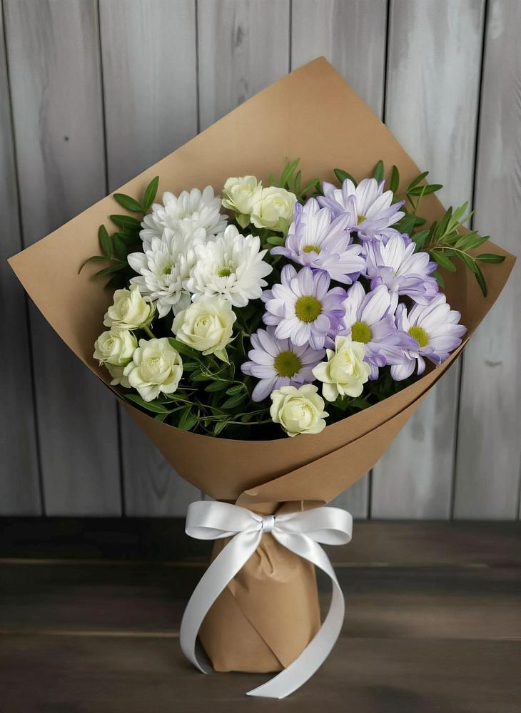 Букет цветов из: Хризантемы и Розы в Львовском